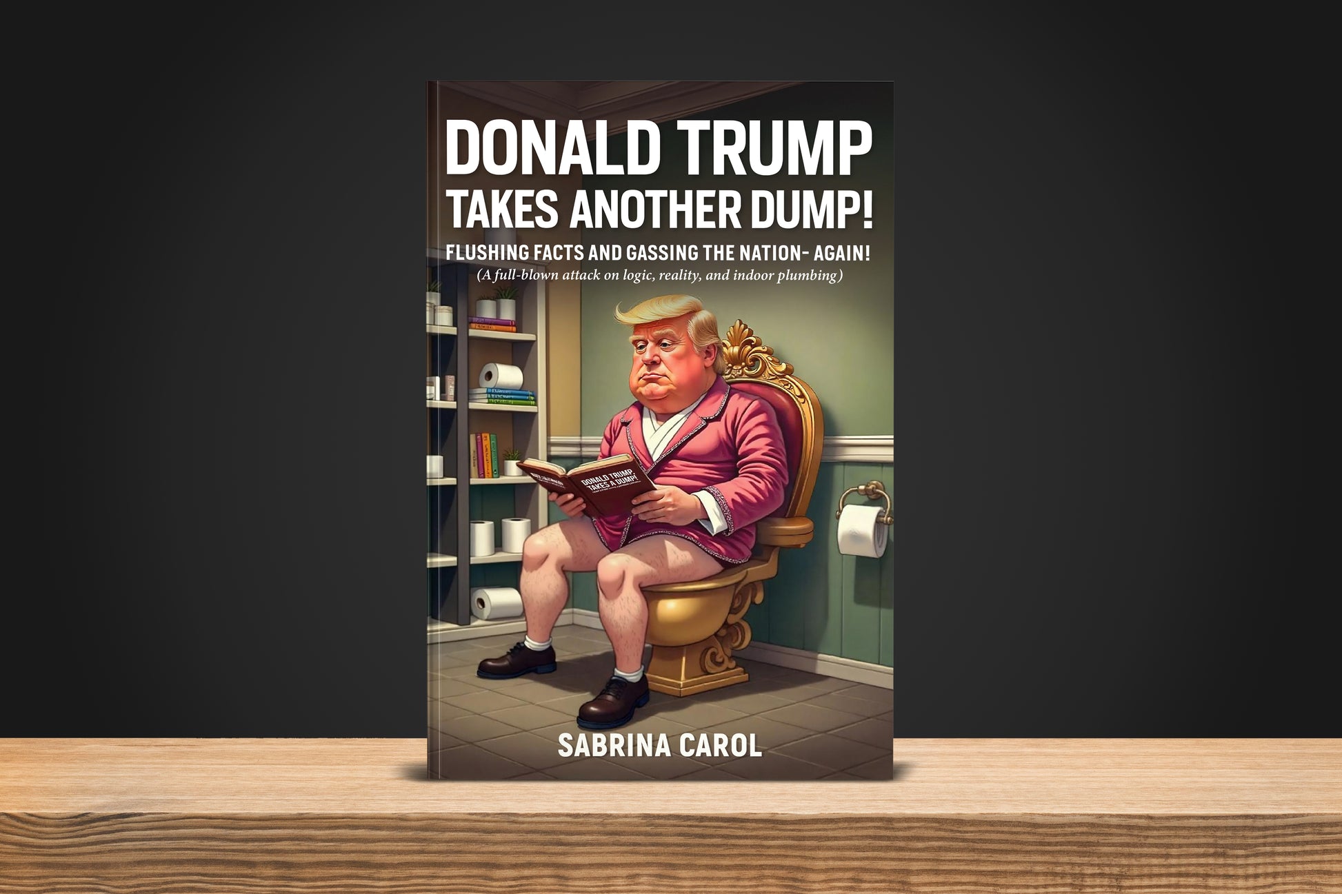 Donald Trump Takes Another Dump satire book with political humour and toilet parody artwork.