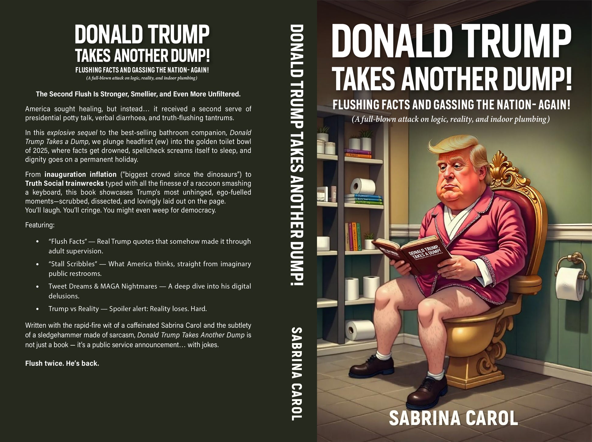 Donald Trump Takes Another Dump satire book with political humour and toilet parody artwork.