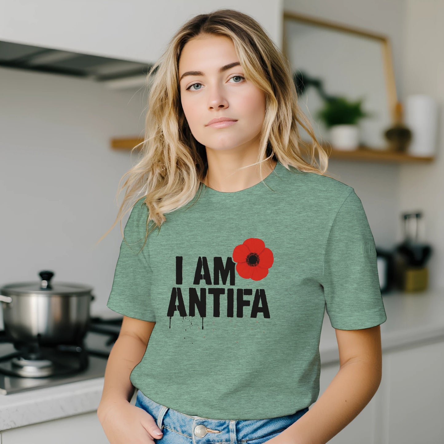 I AM ANTIFA printed political statement t-shirt