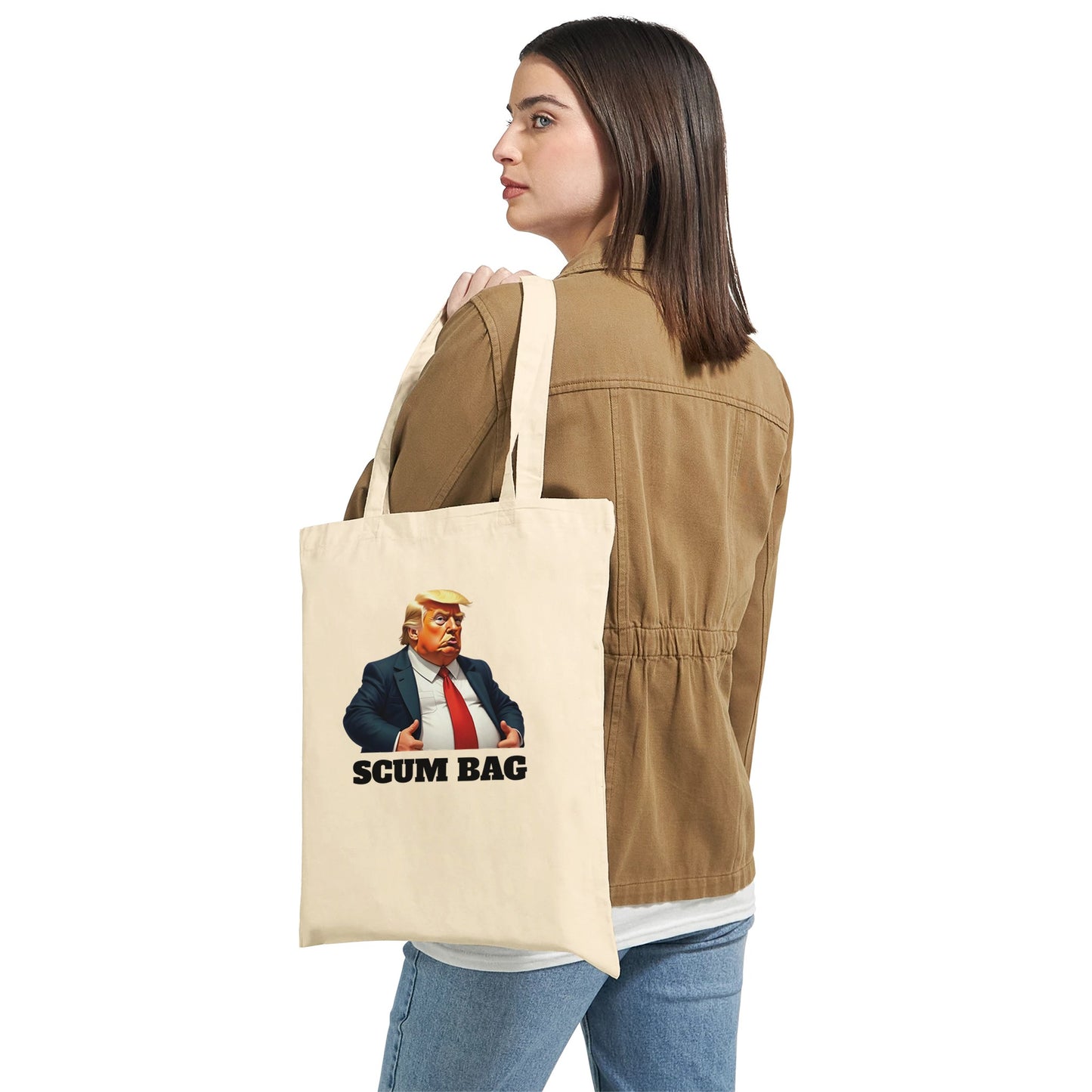 Scum Bag political satire tote bag design